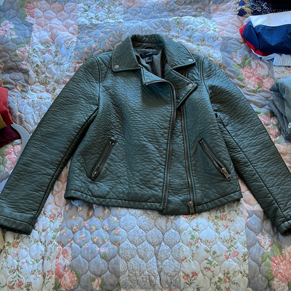 Green Faux-Leather Jacket